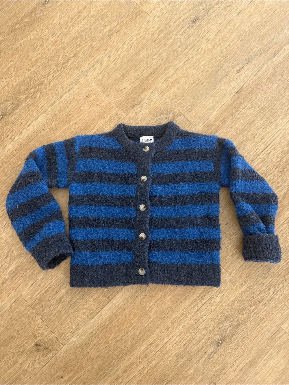 FRNCH Cozy Blue & Navy Striped Sweater Small